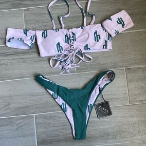 ZAFUL Pineapple Print Thong Bottom Bikini Set